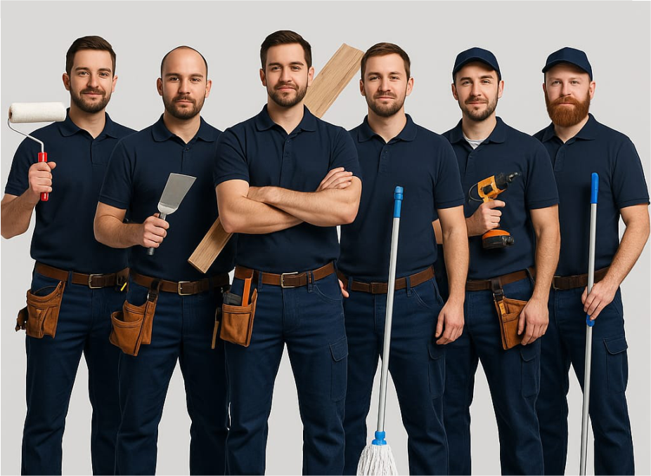 Team von IMPLEMENT Bau & Handwerk bei Arbeiten auf einer Baustelle